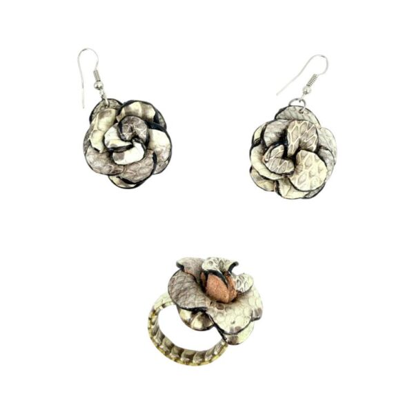 Juego de Anillo y Pendientes en Piel de Serpiente para Mujer - Imagen 3