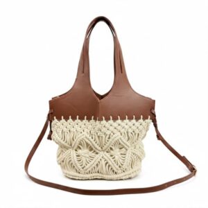 Bolso de Mano y Hombro tipo Ganchillo con Correa Extraíble y Bolsa Interior para Mujer- Mayorista España