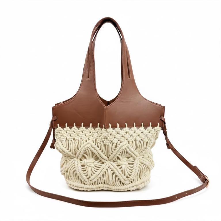 Bolso de Mano y Hombro tipo Ganchillo con Correa Extraíble y Bolsa Interior para Mujer- Mayorista España