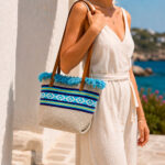 Bolso Shopper Mujer tipo Alfombra con Asas Largas y Flecos Decorativos