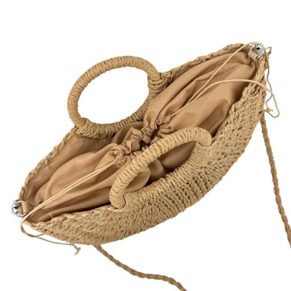 Bolso de Mano en Papel con Asas Circulares y Saco de Cuerdas para Mujer - Imagen 4