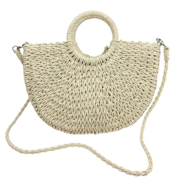 Bolso de Mano en Papel con Asas Circulares y Saco de Cuerdas para Mujer - Imagen 3