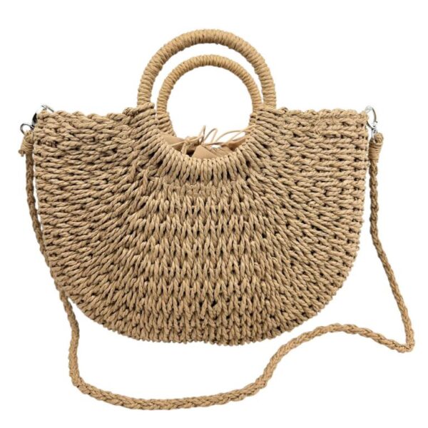 Bolso de Mano en Papel con Asas Circulares y Saco de Cuerdas para Mujer - Imagen 2