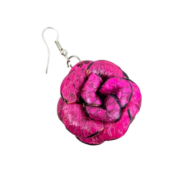 Pendientes en Forma de Flor con Textura de Piel de Serpiente para Mujer - Imagen 2