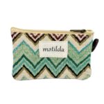 Monedero Compacto y Estampado de Mujer en Algodón La Matilda con Bonito Diseño-ZigzagVerde- Mayorista España