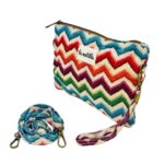 Bolso Bandolera de Algodón La Matilda con Diseño Estampado y Asa de Mano para Mujer-ZigzagMulticolor- Mayorista España