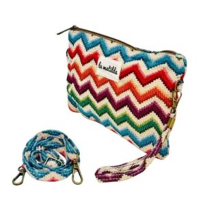 Bolso Bandolera de Algodón La Matilda con Diseño Estampado y Asa de Mano para Mujer-ZigzagMulticolor- Mayorista España