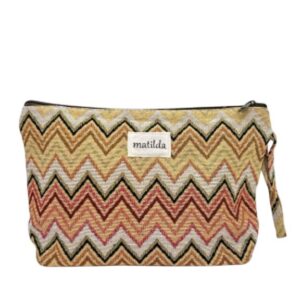 Neceser Grande Estampado de Algodón La Matilda con Cremallera y Asa de Mano para Mujer-ZigzagAmarillo- Mayorista España