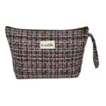 Neceser Grande Estampado para Mujer en Algodón La Matilda con Asa Corta y Cremallera-TartarAzul- Mayorista España