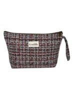 Neceser Grande Estampado para Mujer en Algodón La Matilda con Asa Corta y Cremallera-TartarAzul- Mayorista España
