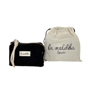 Monedero Triple de Algodón La Matilda para Mujer con Alegre Diseño y Gran Calidad-Negro- Mayorista España