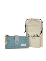 Cartera Grande de Algodón La Matilda con Cierre de Cremallera y Gran Calidad para Mujer-Celeste- Mayorista España