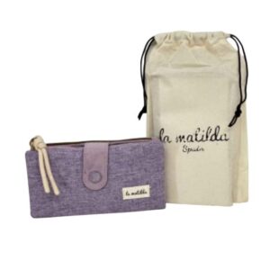 Cartera Grande de Algodón La Matilda con Cierre de Cremallera y Gran Calidad para Mujer-Violeta- Mayorista España
