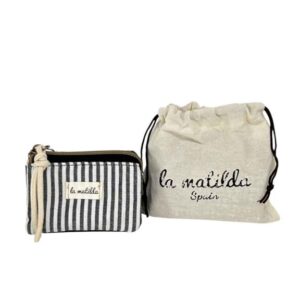 Monedero Compacto Estampado de Algodón La Matilda con 3 Compartimentos para Mujer-MarineraNegra- Mayorista España