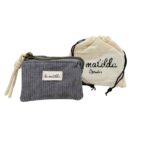 Monedero Compacto de Algodón La Matilda con Diseño Pana y 3 Compartimentos para Mujer-Gris- Mayorista España