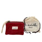 Monedero Compacto de Algodón La Matilda con Diseño Pana y 3 Compartimentos para Mujer-RojoVino- Mayorista España