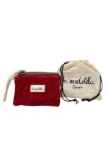 Monedero Compacto de Algodón La Matilda con Diseño Pana y 3 Compartimentos para Mujer-RojoVino- Mayorista España