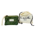 Monedero Compacto de Algodón La Matilda con Diseño Pana y 3 Compartimentos para Mujer-VerdeOlivo- Mayorista España
