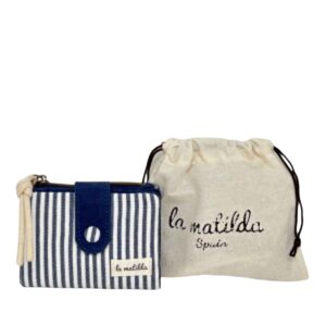 Cartera Pequeña de Algodón La Matilda con Diseño Estampado y Mini Solapa para Mujer-MarineraAzul- Mayorista España