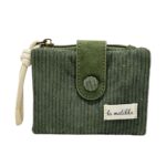 Cartera Pequeña de Algodón La Matilda con Diseño Pana y Mini Solapa de Botón para Mujer-VerdeOlivo- Mayorista España