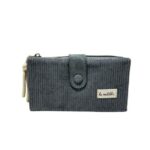 Cartera Grande de Algodón La Matilda con Diseño Pana y Mini Solapa para Mujer-Gris- Mayorista España