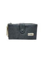Cartera Grande de Algodón La Matilda con Diseño Pana y Mini Solapa para Mujer-Gris- Mayorista España