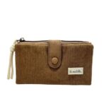 Cartera Grande de Algodón La Matilda con Diseño Pana y Mini Solapa para Mujer-MarrónTostado- Mayorista España