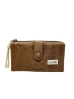 Cartera Grande de Algodón La Matilda con Diseño Pana y Mini Solapa para Mujer-MarrónTostado- Mayorista España