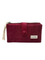 Cartera Grande de Algodón La Matilda con Diseño Pana y Mini Solapa para Mujer-RojoVino- Mayorista España