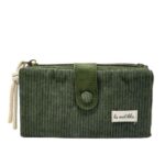 Cartera Grande de Algodón La Matilda con Diseño Pana y Mini Solapa para Mujer-VerdeOlivo- Mayorista España