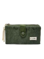 Cartera Grande de Algodón La Matilda con Diseño Pana y Mini Solapa para Mujer-VerdeOlivo- Mayorista España