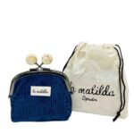 Monedero de Boquilla en Algodón La Matilda con Diseño Pana y Cierre de Bolas para Mujer-Azul- Mayorista España