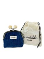 Monedero de Boquilla en Algodón La Matilda con Diseño Pana y Cierre de Bolas para Mujer-Azul- Mayorista España