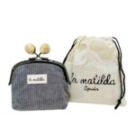 Monedero de Boquilla en Algodón La Matilda con Diseño Pana y Cierre de Bolas para Mujer-Gris- Mayorista España