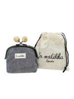 Monedero de Boquilla en Algodón La Matilda con Diseño Pana y Cierre de Bolas para Mujer-Gris- Mayorista España