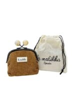 Monedero de Boquilla en Algodón La Matilda con Diseño Pana y Cierre de Bolas para Mujer-Marrón- Mayorista España