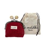 Monedero de Boquilla en Algodón La Matilda con Diseño Pana y Cierre de Bolas para Mujer-Rojo- Mayorista España