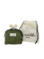 Monedero de Boquilla en Algodón La Matilda con Diseño Pana y Cierre de Bolas para Mujer-Verde- Mayorista España