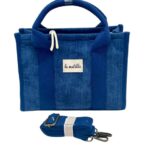 Bonito Bolso de Mano en Algodón La Matilda con Diseño Pana para Mujer-AzulOscuro- Mayorista España