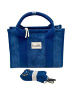 Bonito Bolso de Mano en Algodón La Matilda con Diseño Pana para Mujer-AzulOscuro- Mayorista España