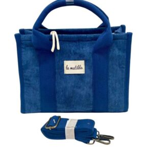 Bonito Bolso de Mano en Algodón La Matilda con Diseño Pana para Mujer-AzulOscuro- Mayorista España