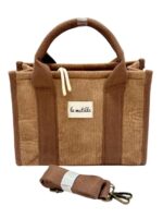 Bonito Bolso de Mano en Algodón La Matilda con Diseño Pana para Mujer-MarrónTostado- Mayorista España