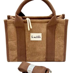 Bonito Bolso de Mano en Algodón La Matilda con Diseño Pana para Mujer-MarrónTostado- Mayorista España