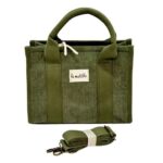 Bonito Bolso de Mano en Algodón La Matilda con Diseño Pana para Mujer-VerdeOlivo- Mayorista España