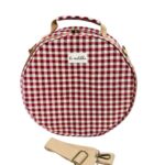 Bolso Bandolera Redondo Estampado en Algodón La Matilda para Mujer con Asa Corta-GinghamRojoNegro- Mayorista España