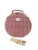 Bolso Bandolera Redondo Estampado en Algodón La Matilda para Mujer con Asa Corta-GinghamRojoNegro- Mayorista España
