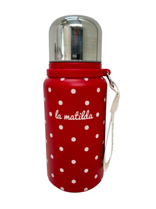 Termo de Acero Inoxidable Estampado La Matilda con Filtro para Infusiones para Mujer-LunaresRojo- Mayorista España