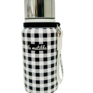 Termo de Acero Inoxidable Estampado La Matilda con Filtro para Infusiones para Mujer-VichyNegro- Mayorista España
