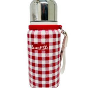 Termo de Acero Inoxidable Estampado La Matilda con Filtro para Infusiones para Mujer-VichyRojo- Mayorista España