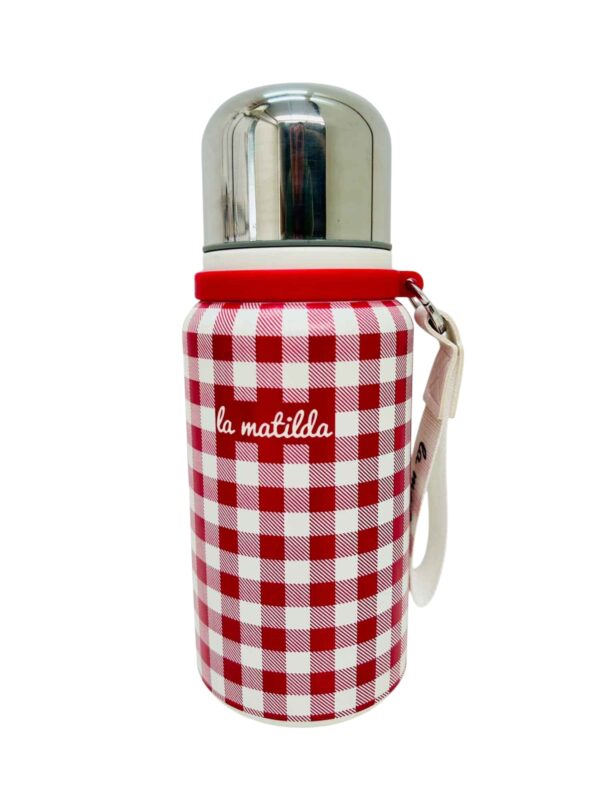 Termo de Acero Inoxidable Estampado La Matilda con Filtro para Infusiones para Mujer-VichyRojo- Mayorista España